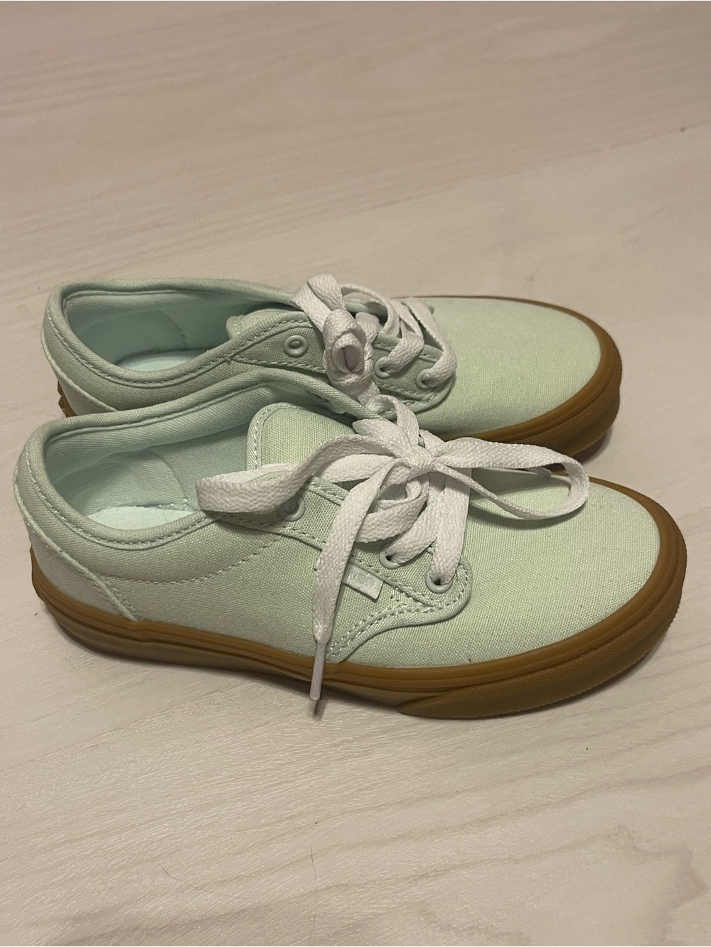 Vans Kids Light Mint Canvas Sneakers with Gum Sole